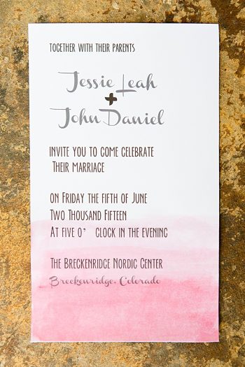 Wedding Invitation | Watercolor Wedding Inspiration | Nordic Center Breckenridge Colorado | Sarah Roshan Wedding Photographer