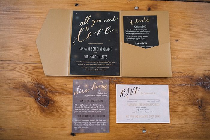 Stationery | Late Fall Vermont Mountain Wedding At Amee Farm By Love Perry Photography via MountainsideBride.com