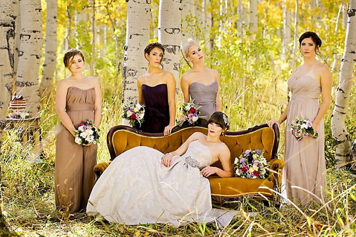 Bridesmaids In Aspens Fall Wedding Inspiration | Aspen Gold Utah Wedding Inspiration | Pepper Nix Photography | Via MountainsideBride.com