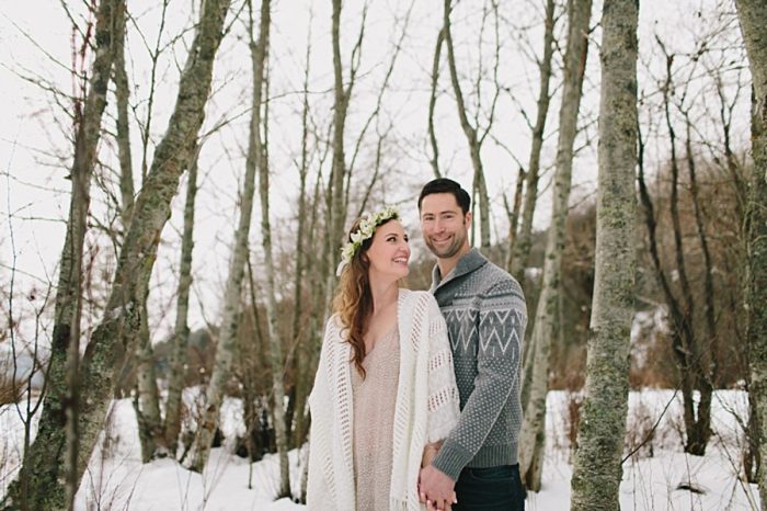 Snowy British Columbia Engagement Jamie Delaine Photography | Via MountainsideBride.com