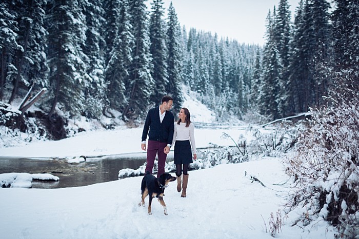 Snowy and Stylish Engagement in the Mountains