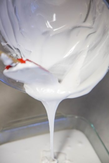 pouring the marshmallow mixture | Homemade Frangelico Marshmallows