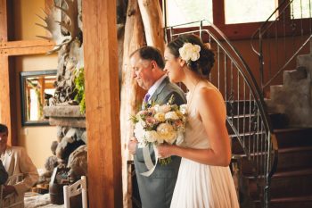 11 Ceremony Bride And Father Sandpoint Idaho Mountain Wedding Amy Galbraith Photography | Via MountainsideBride.com