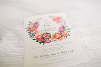 Floral Wedding Invitation | Bald Eagle State Park Wedding | Caitlin Thomas Photography | Via MountainsideBride.com