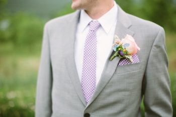 Purple Gingham Grooms Attire | Bald Eagle State Park Wedding | Caitlin Thomas Photography | Via MountainsideBride.com