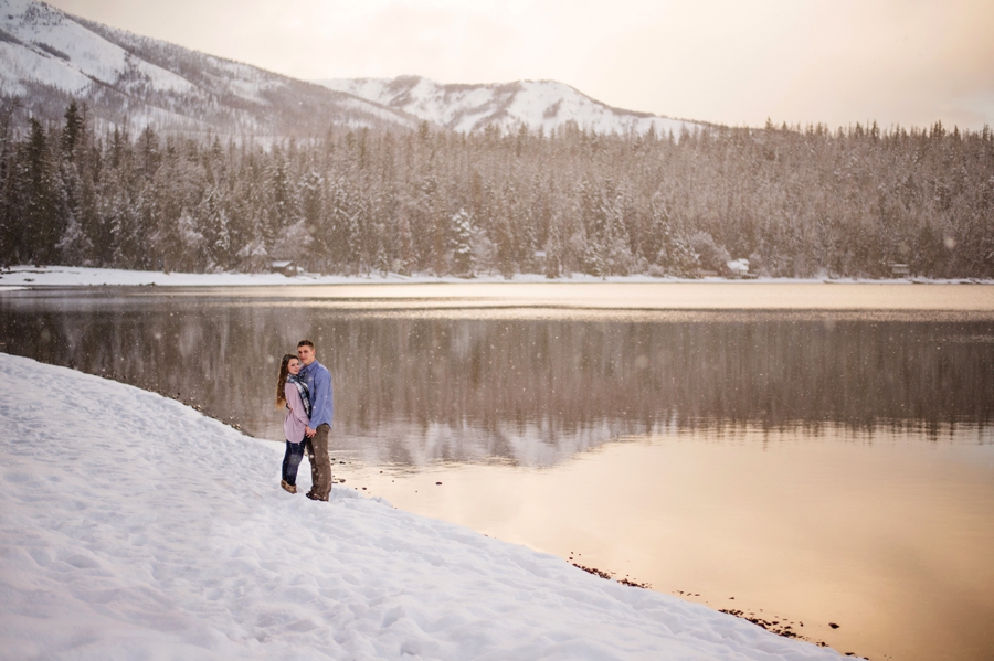 Snowy Mountain Engagement in Montanta with Casual Plaid Details
