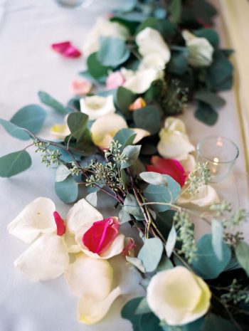 romantic floral table runner | Copper Mountain Wedding Colorado Danielle DeFiore Photography | Via Mountainsidebride.com