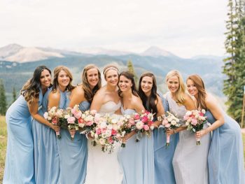 powder blue bridesmaid dresses | Copper Mountain Wedding Colorado Danielle DeFiore Photography | Via Mountainsidebride.com