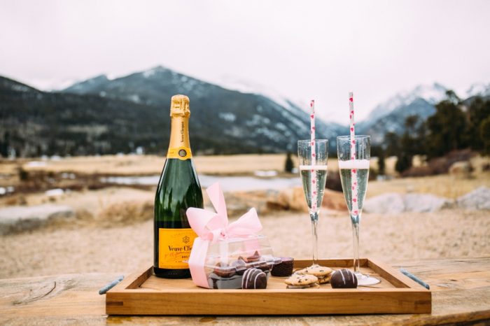Pop The Champagne Colorado Mountain Engagement | Alchemy Photography Via MountainsideBride.com