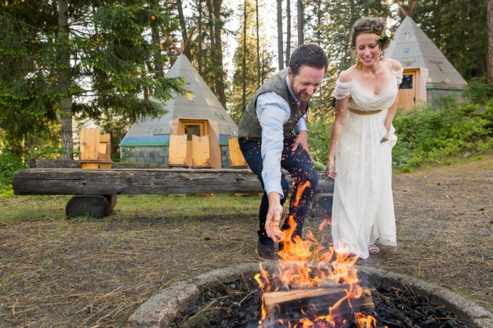 Woodsy Camp Wedding Idaho | Jerome Pollos Photography | Via MountainsideBride.com