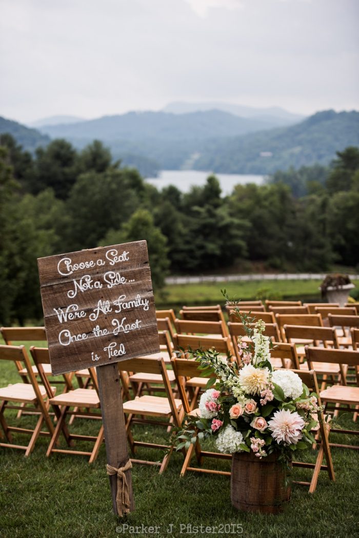 Choose A Seat Sign NC Wedding | Parker J Pfister |via Mountainside Bride