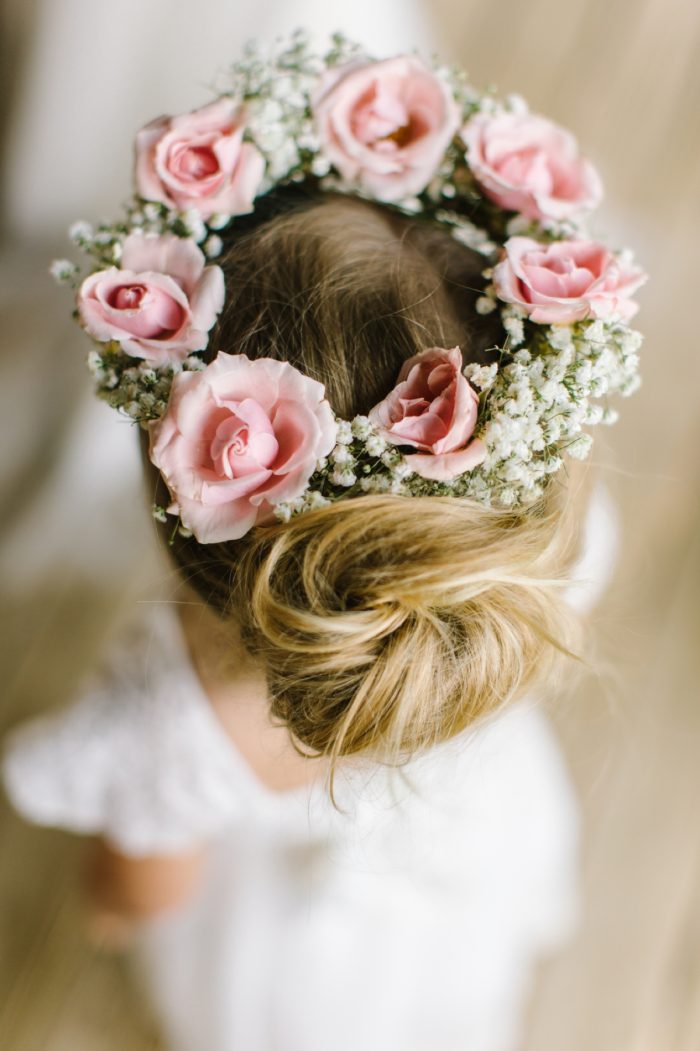 Flower Girl Floral Crown | Pure Water Farm Wedding Tennessee | JoPhoto | Via MountainsideBride.com