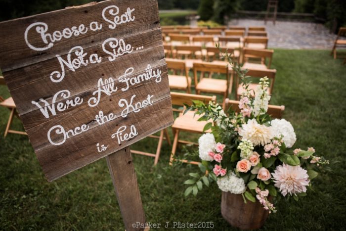 Choose A Seat Signflorals Cashiers NC Wedding | Parker J Pfister |via Mountainside Bride