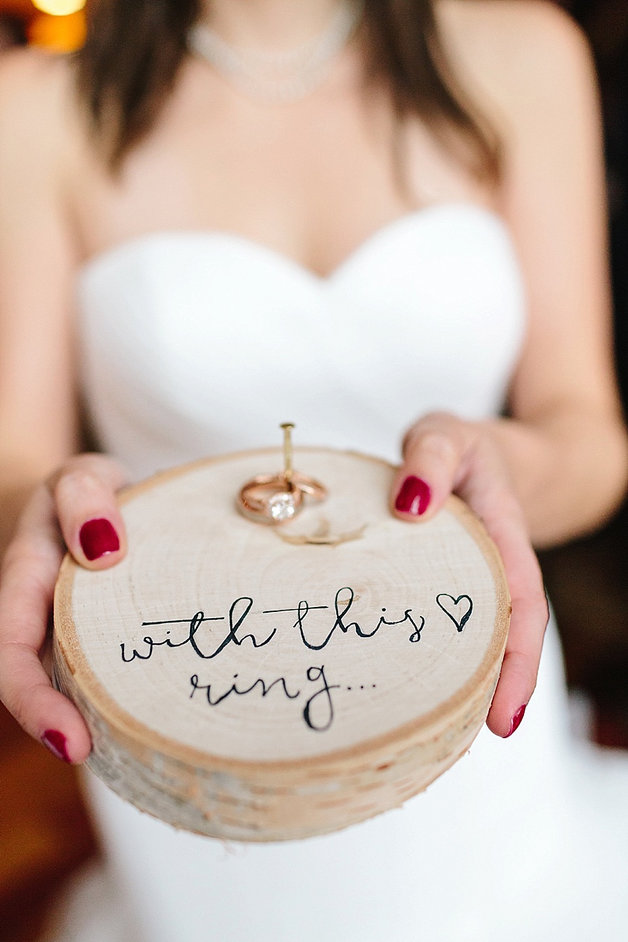3 Wooden Ring Holder | Vermont Fall Wedding | Lex Nelson Photography | Via MountainsideBride.com