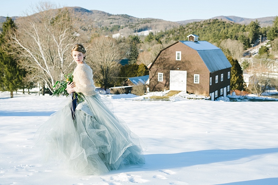 Ethereal Blue and Gray Winter Wedding Inspiration in Vermont