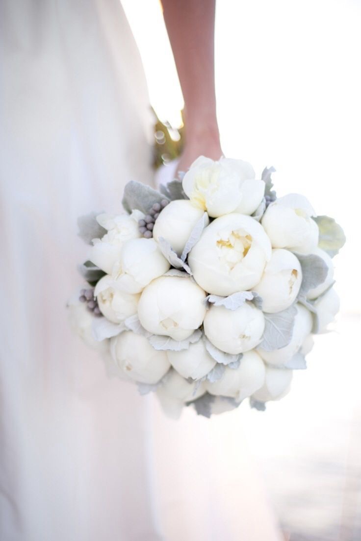 1 White Peony Bouquet Pantone 2017 Wedding Inspiration Neutral Gray 736