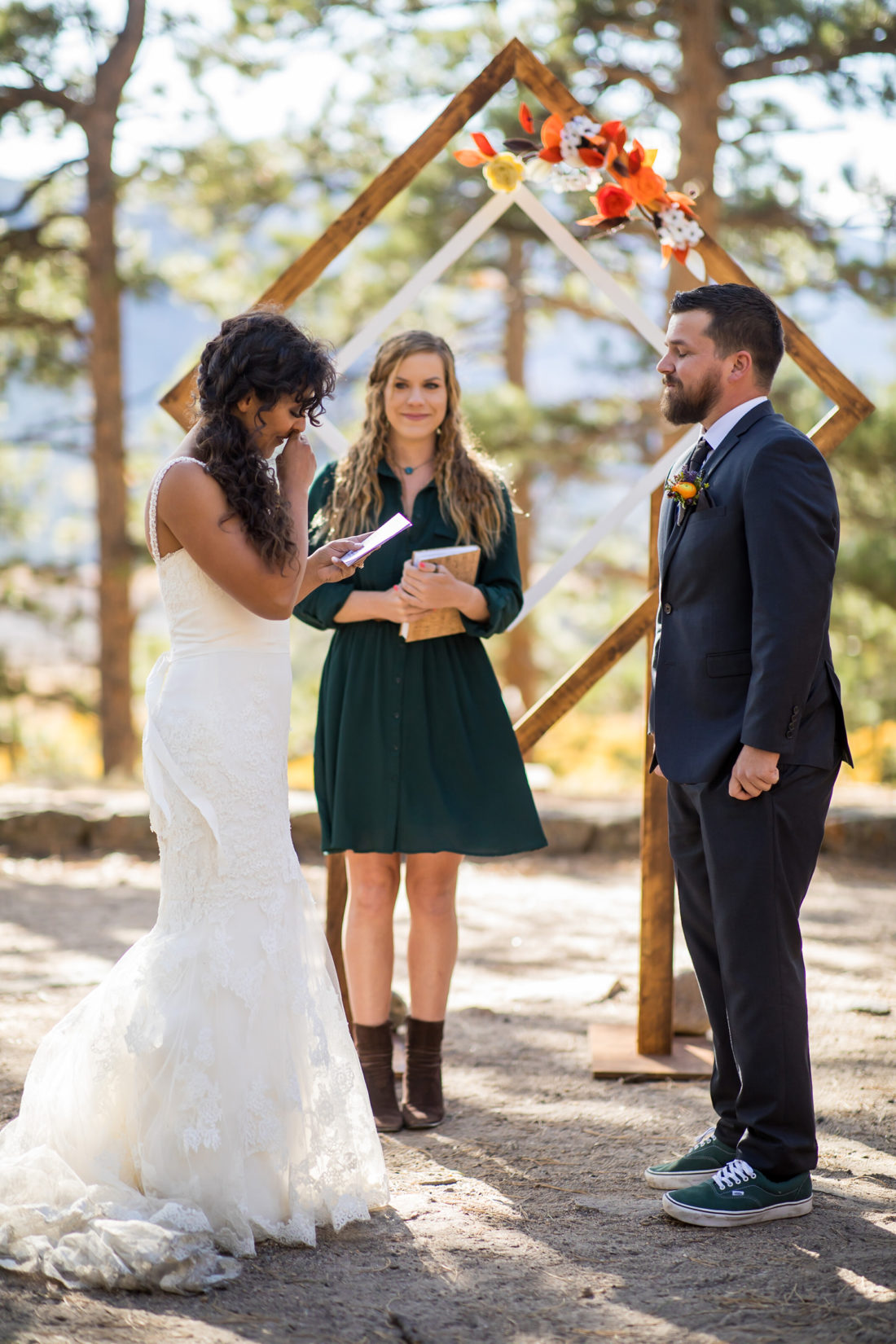 Fall Colored Mountain Wedding in Colorado - Mountainside Bride