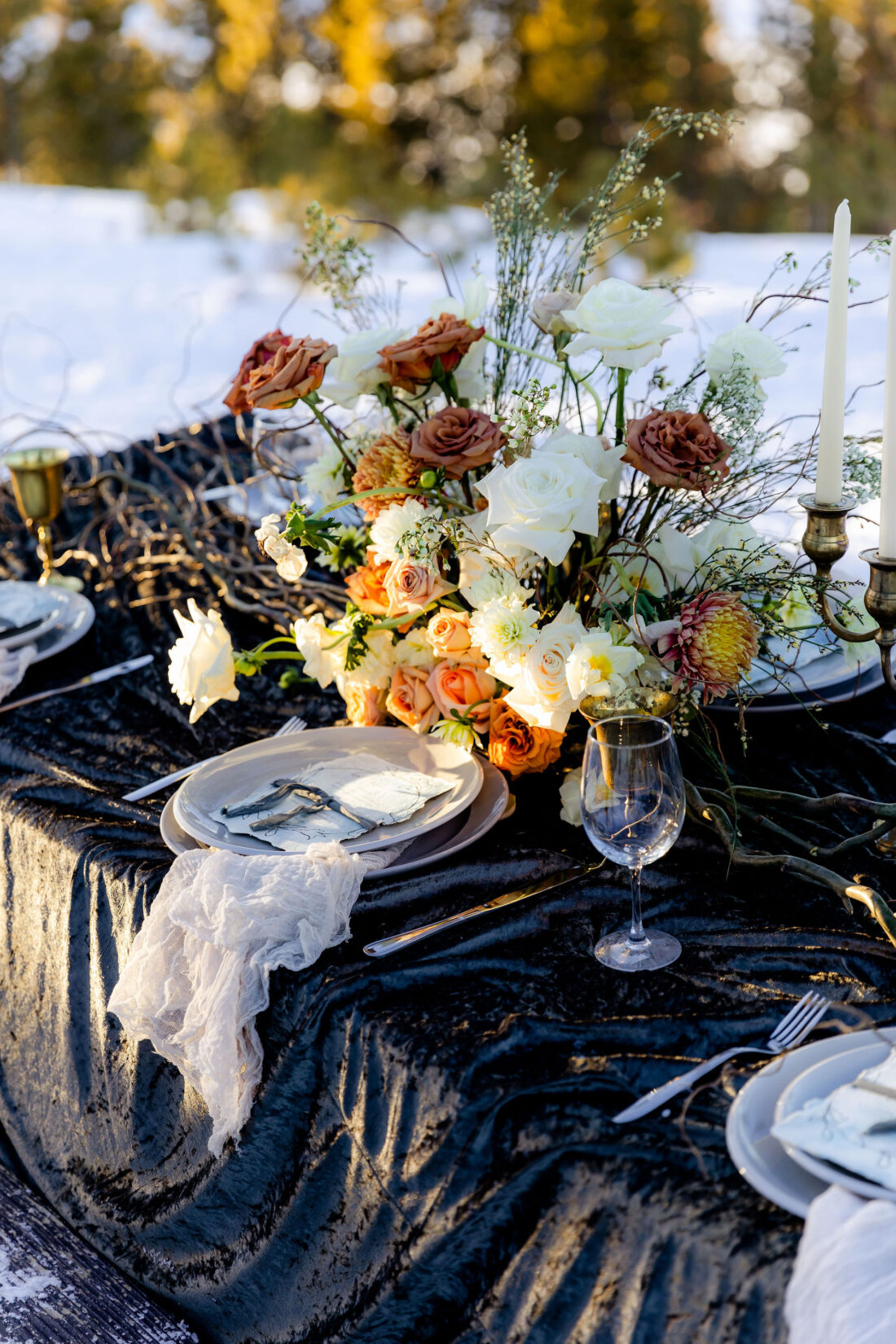tablescape with flowers and place setting