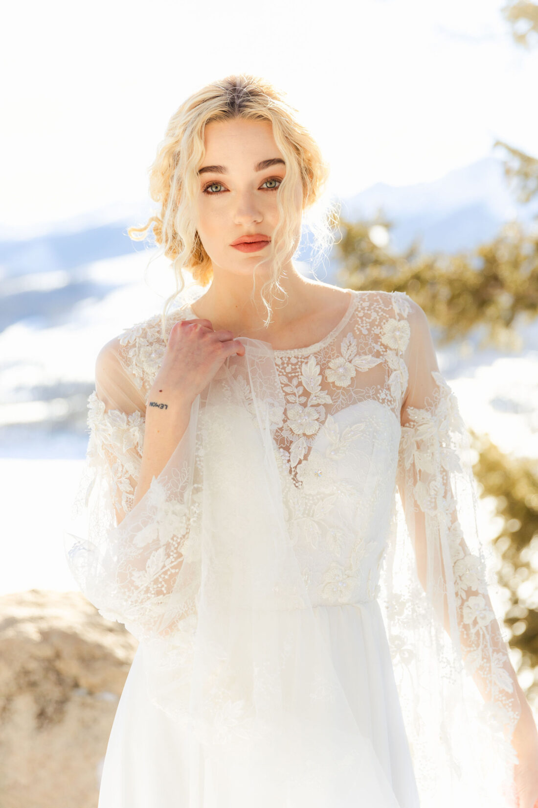 bride in a lace wedding dress