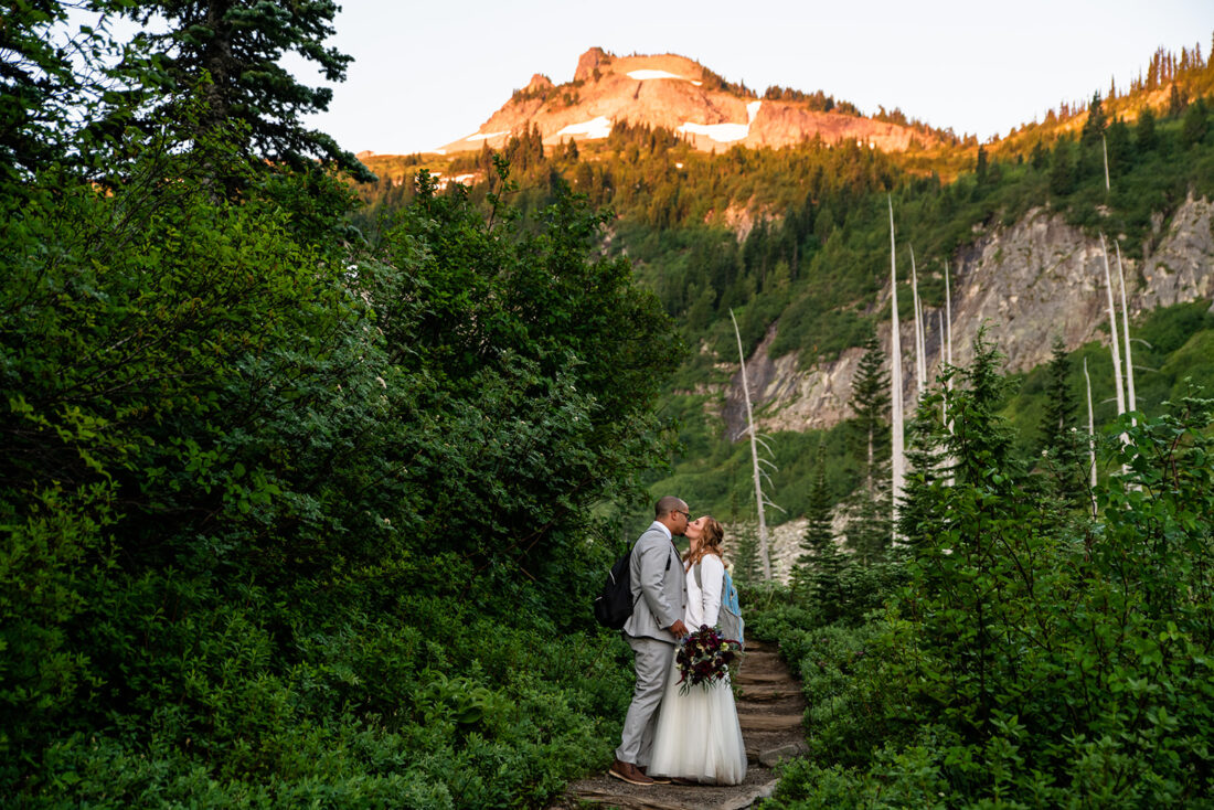 Mount Rainier Hiking Elopement | Mountainside Bride