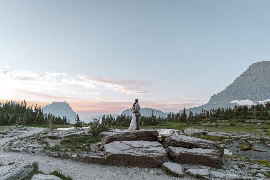 Sunrise Elopement in Glacier National Park | Mountainside Bride