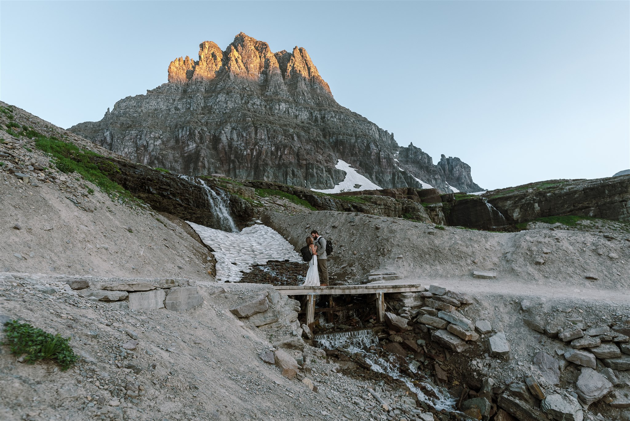 Sunrise Elopement in Glacier National Park | Mountainside Bride