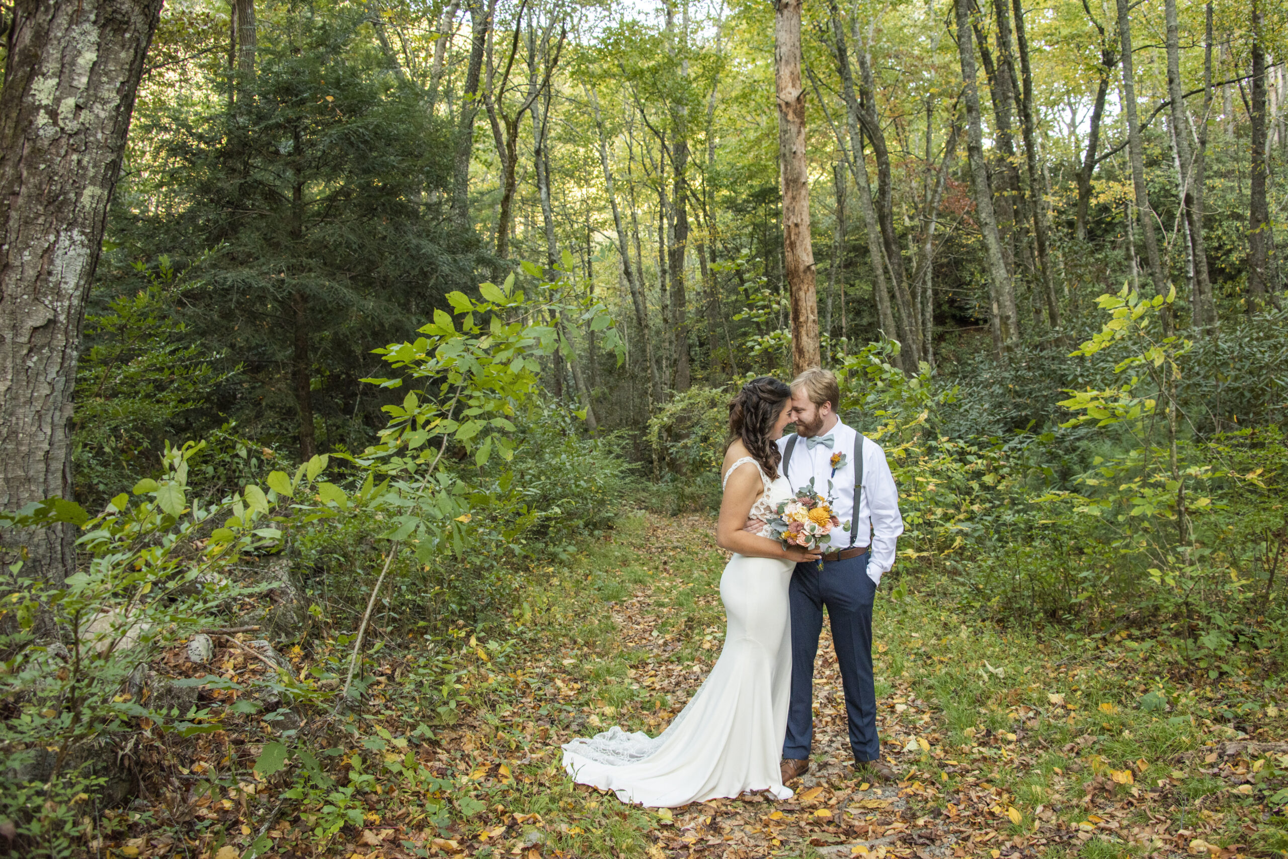 Waterfall Wedding in NC Mountains During Fall
