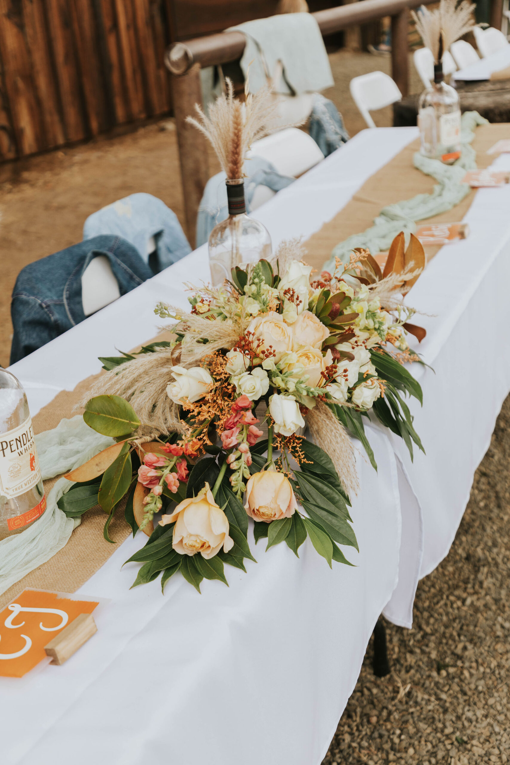 head table set up in a rustic mountain wedding